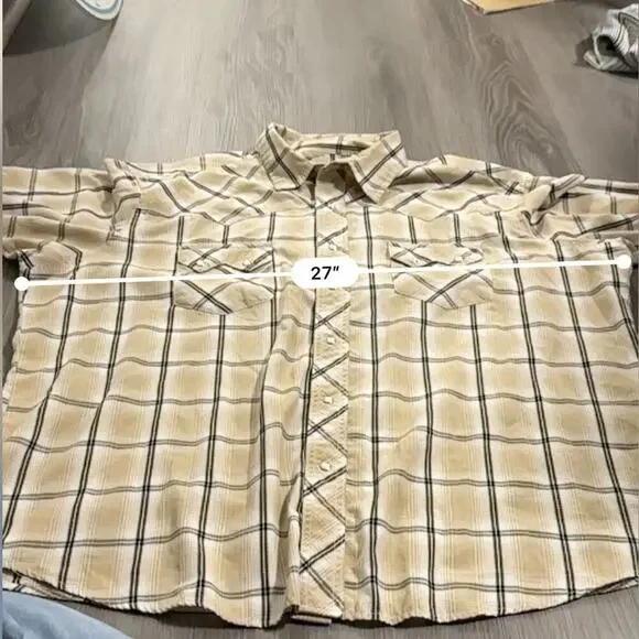 Vintage Wrangler‎ Plaid Pearl Snap Button Down Short Sleeve Western Shirt Sz 2XL